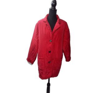 Vintage Kiko Woman's Red   Jacket 100% Silk Size L #74